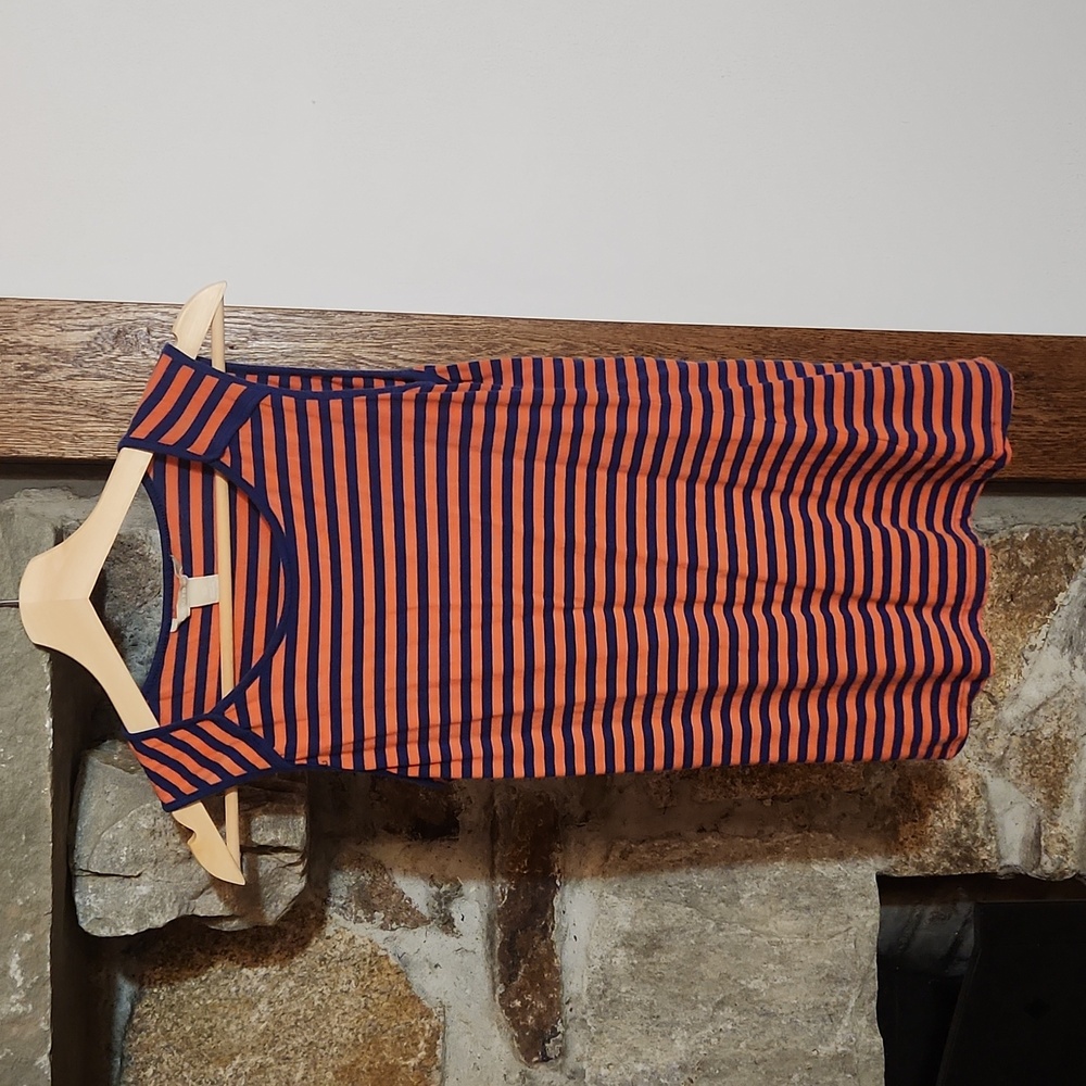Banana Republic XS navy + orange striped tank top - UVA, Denver Broncos